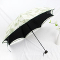 Royal Noble Opera Luxury Embroidery Double Layer Fold Black Vinyl UV Protection Sun Lace Umbrella